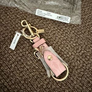 Coach Pink Keychain with Gold Accents